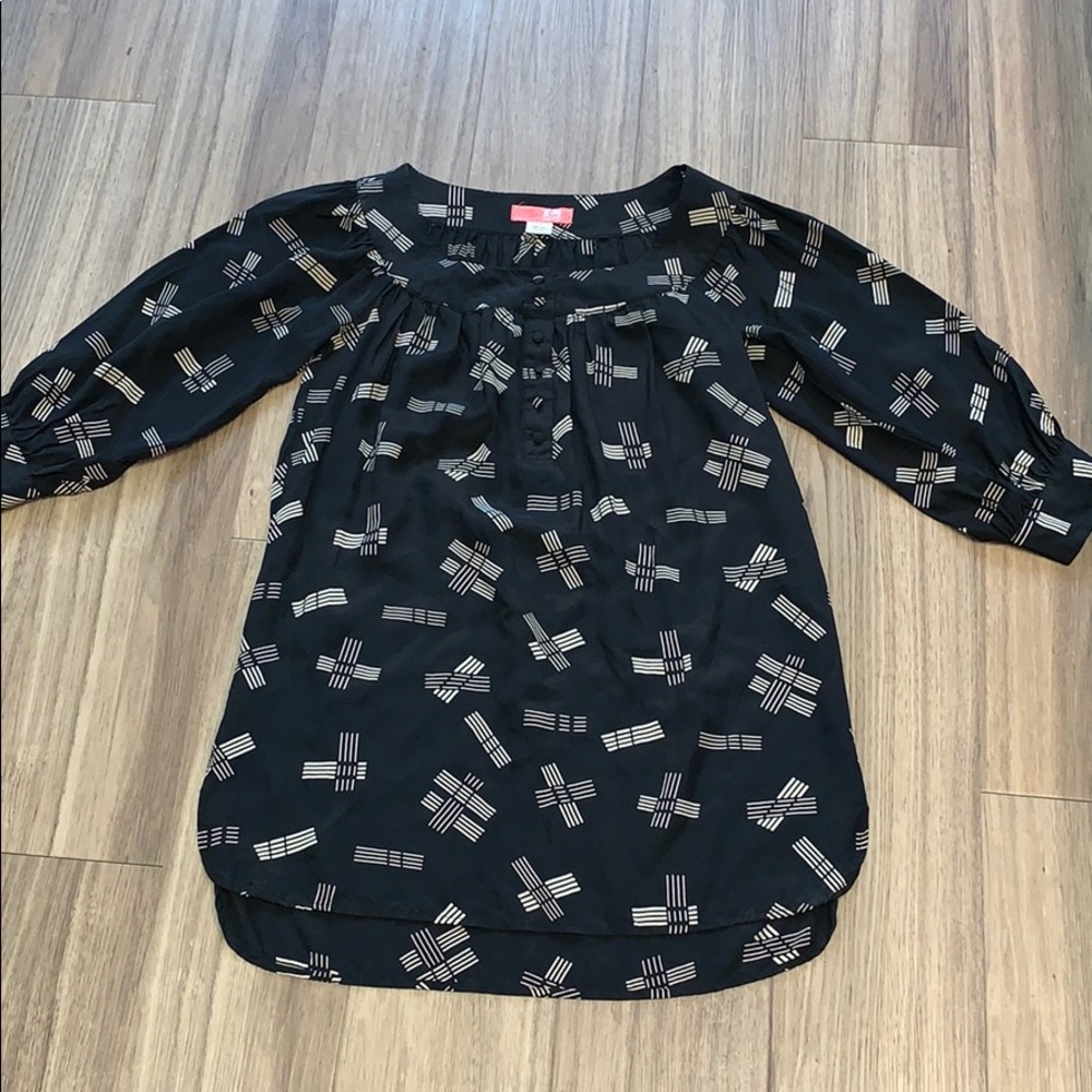Black Patterned Tunic Top